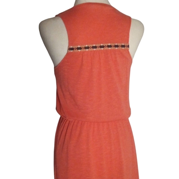 THML Boho Embroidered Flowy Tank Style Lined Maxi Dress Melon Size Small - Picture 6 of 9